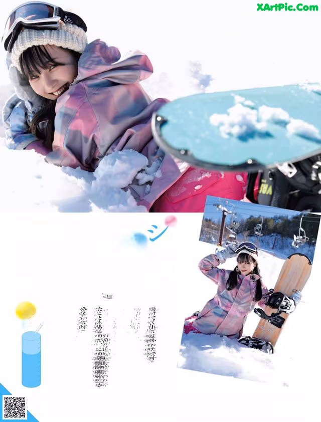 A woman laying in the snow with a snowboard.
